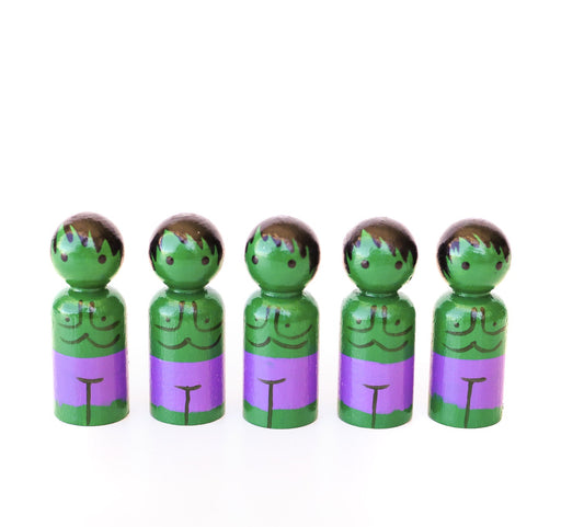 Green Muscles Superhero Peg Doll